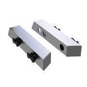 Two aluminum Cybertruck brackets with 4 L-track nuts.