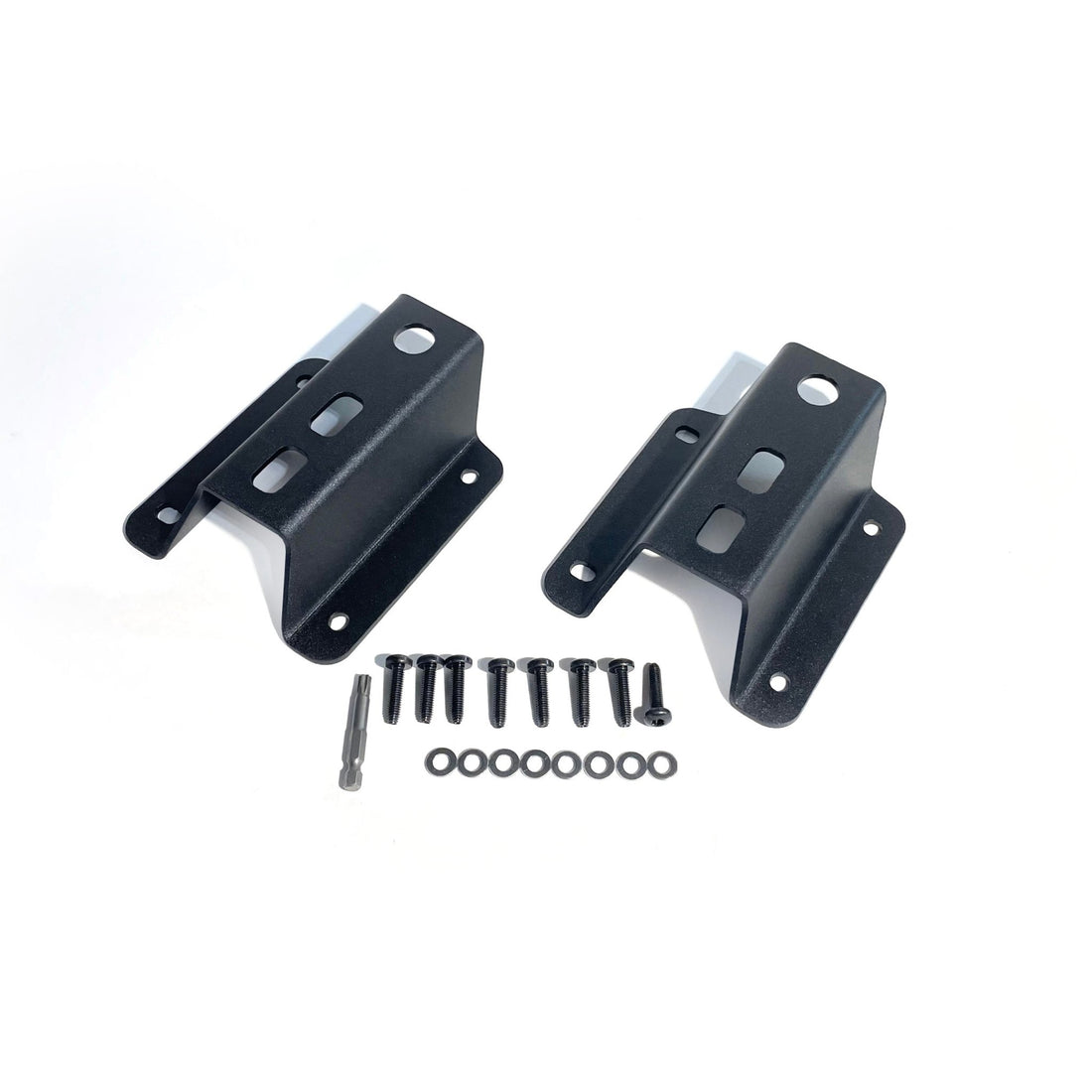 Ford crossbar mount. Two angled brackets used to replace Ford's BoxLink brackets with bolts, washers, and torx bit. 