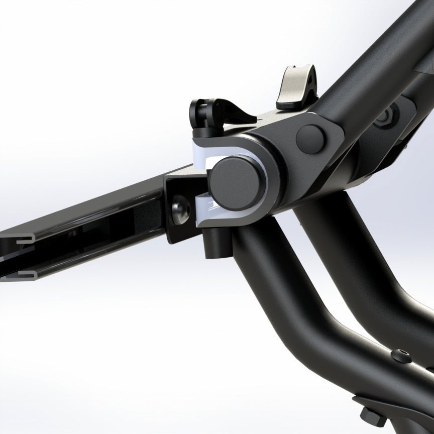 A RIDE88 QR3 Bike Rack mounted to an OEM factory utility track using a front-track adapter.