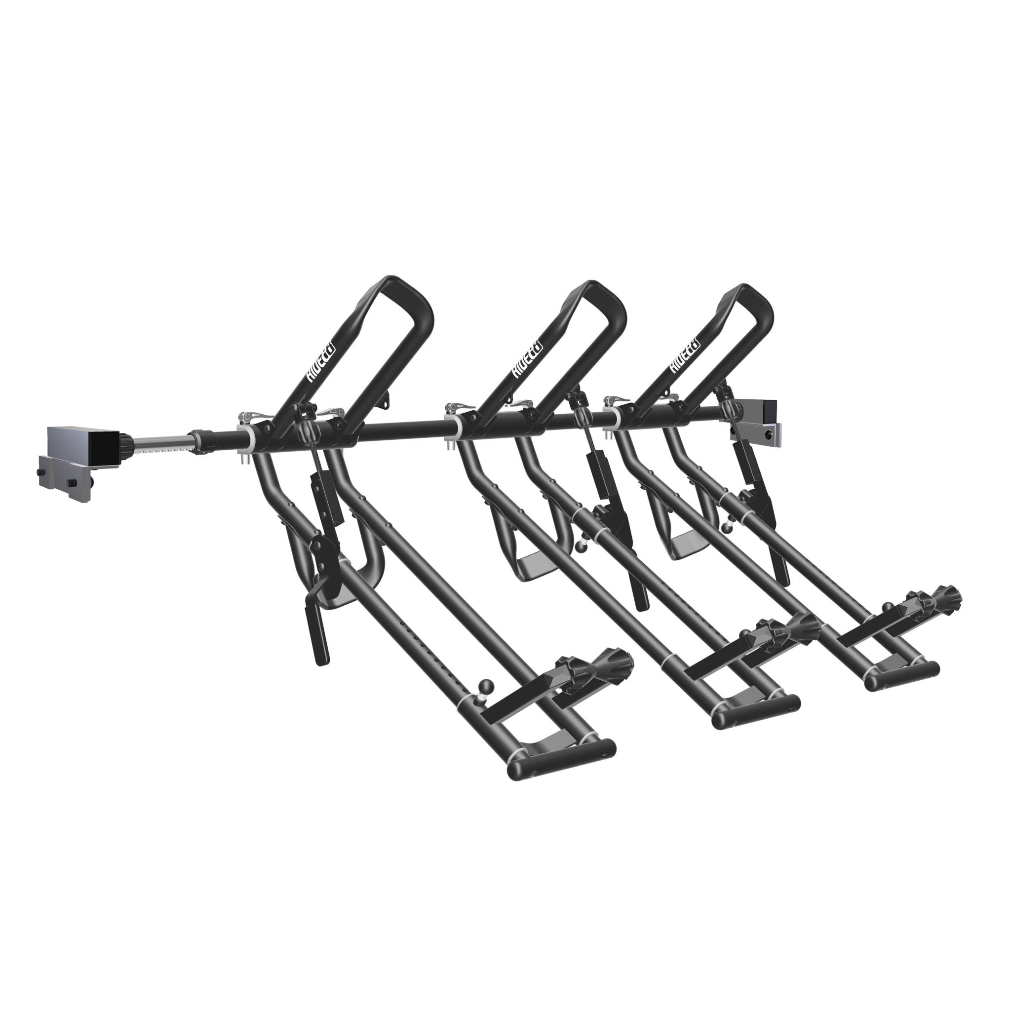 Three RIDE88 QR3 Bike Racks mounted to a RIDE88 Telescopic Crossbar and two Hyundai Santa Cruz Side-Track Adapters.