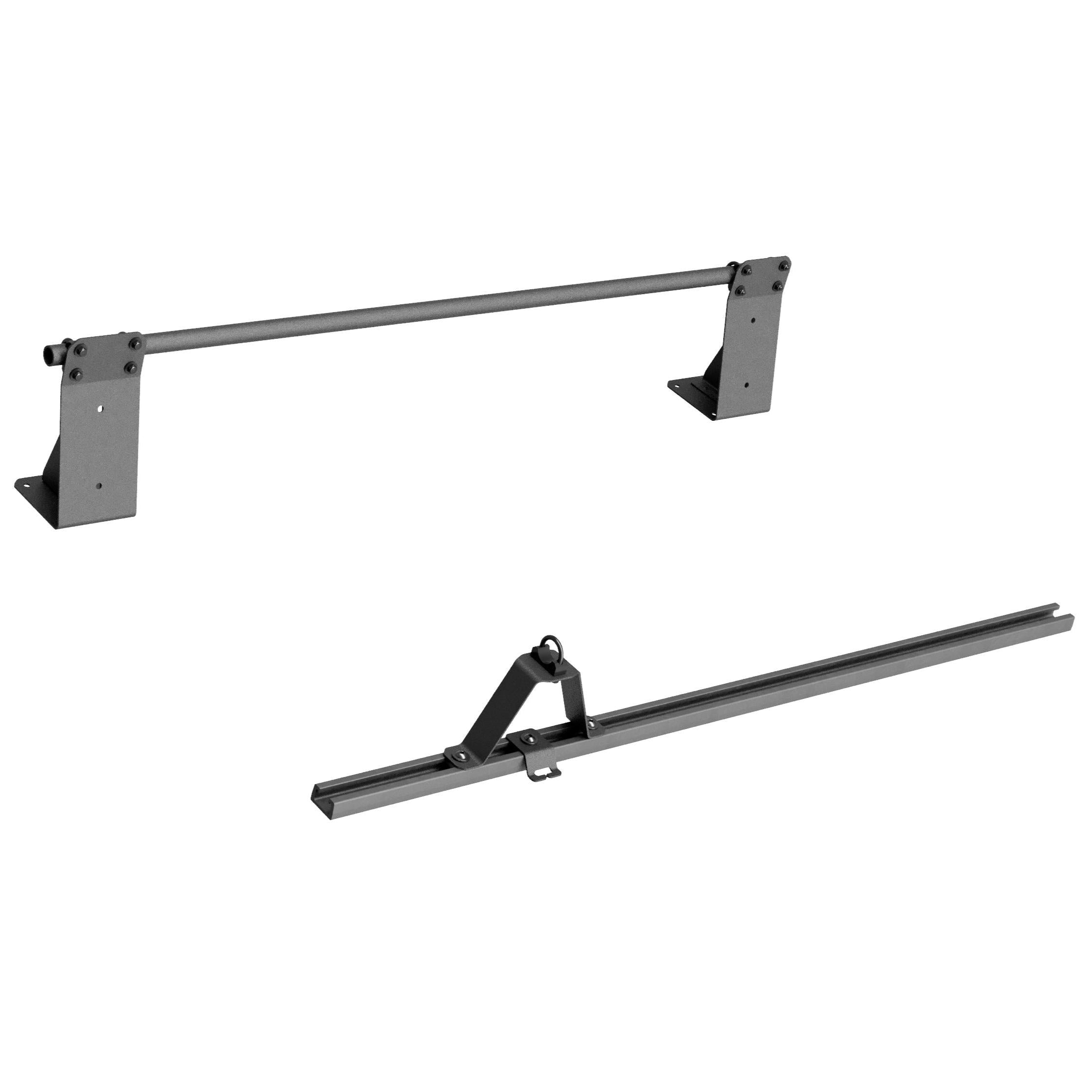 RIDE88 Crossbar, utility track, and custom bracketry to mount one QR3 Bike Rack on top of a DECKED storage box.