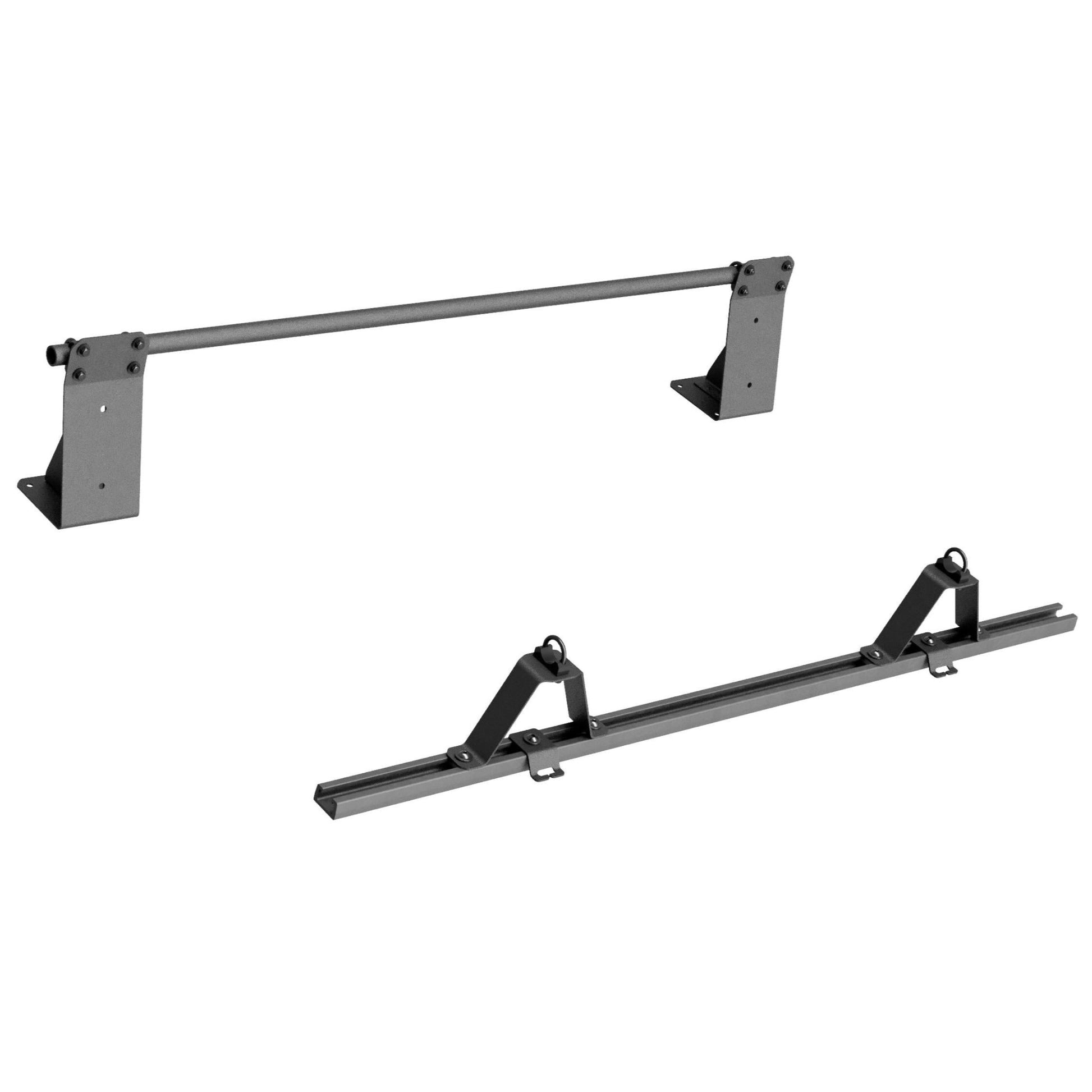 RIDE88 Crossbar, utility track, and custom bracketry to mount two QR3 Bike Racks on top of a DECKED box.