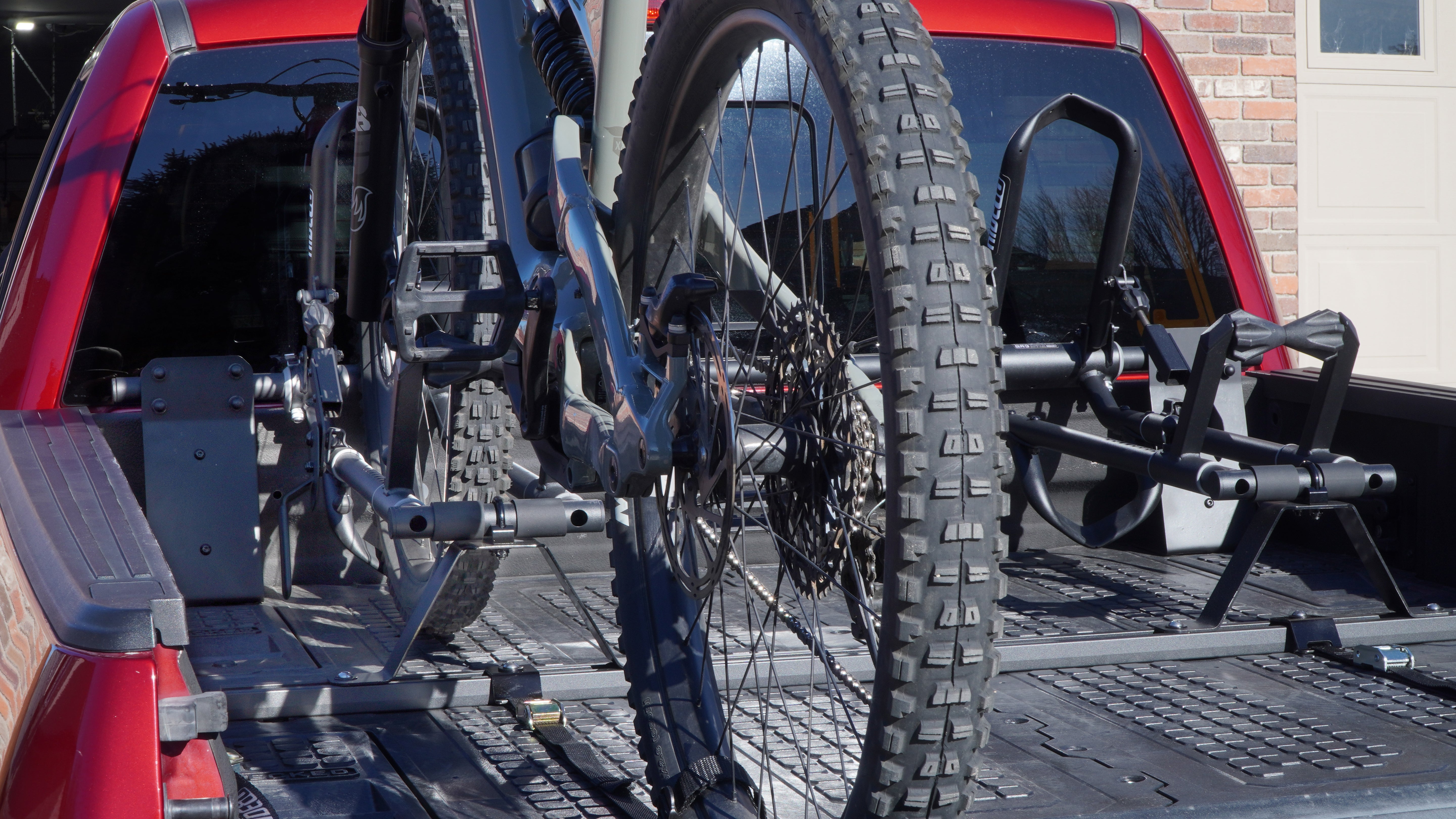 RIDE88 QR3 Bike Rack mounted on a DECKED Box Drawer System in a truck bed.