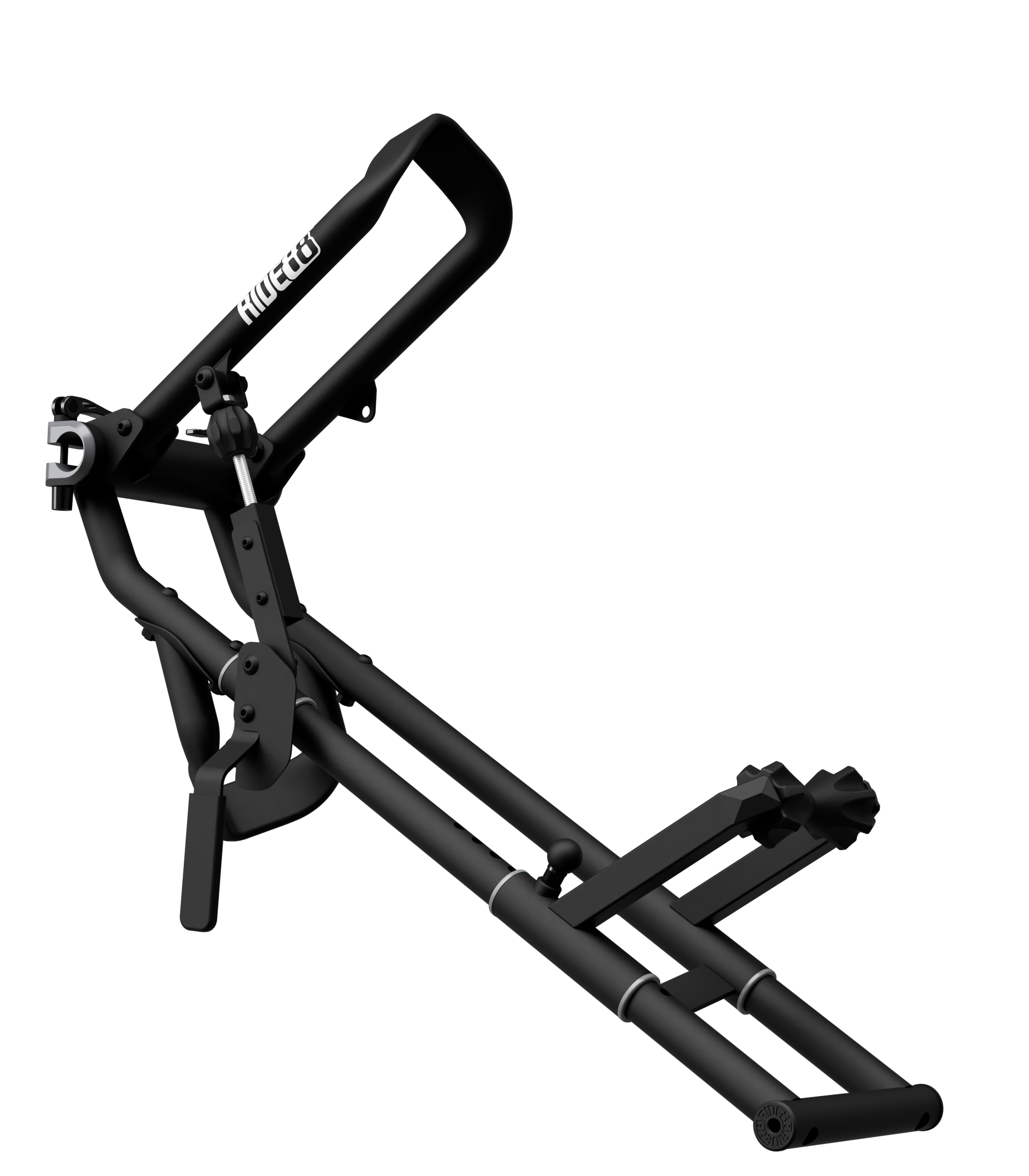  QR3 bike rack with the lower chock raised to demonstrate adjustability to any size bike tire.