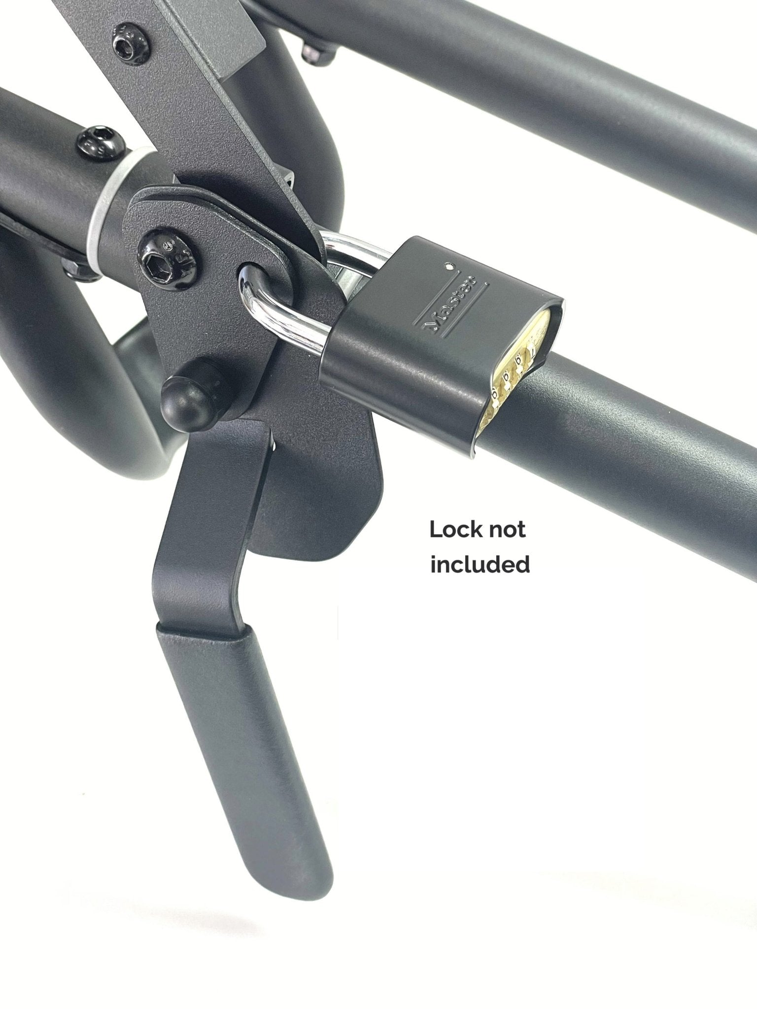 Custom handle lock mechanism for the RIDE88 QR3 Bike Rack. Lock not included.