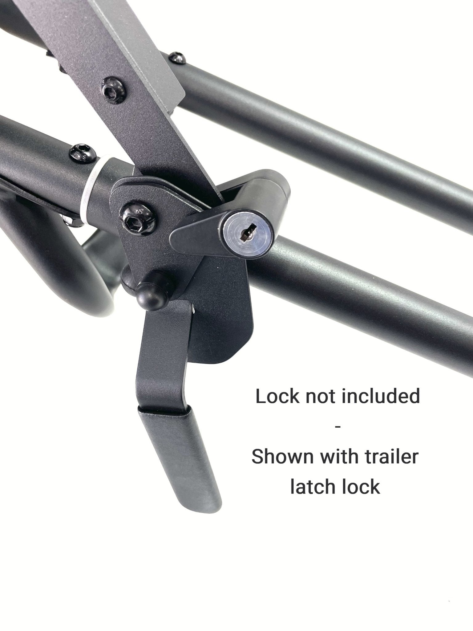 RIDE88 QR3 Handle Lock Kit demonstrated with a trailer latch lock. Lock not included.