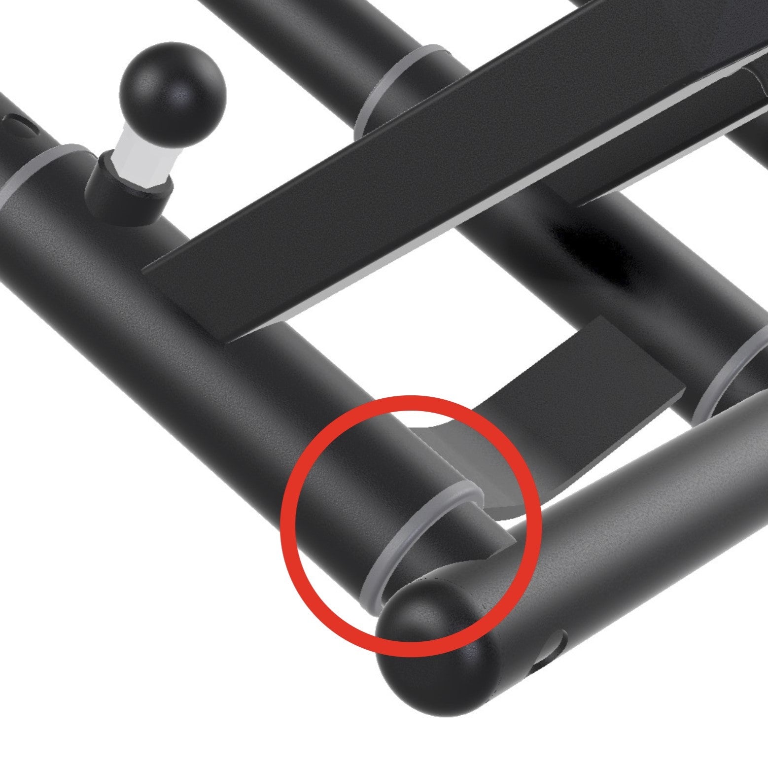 RIDE88 QR3 slider bushing mounted on QR3 bike rack; gray polymer insert designed for smooth sliding adjustment and alignment on the RIDE88 QR3 truck bike rack.