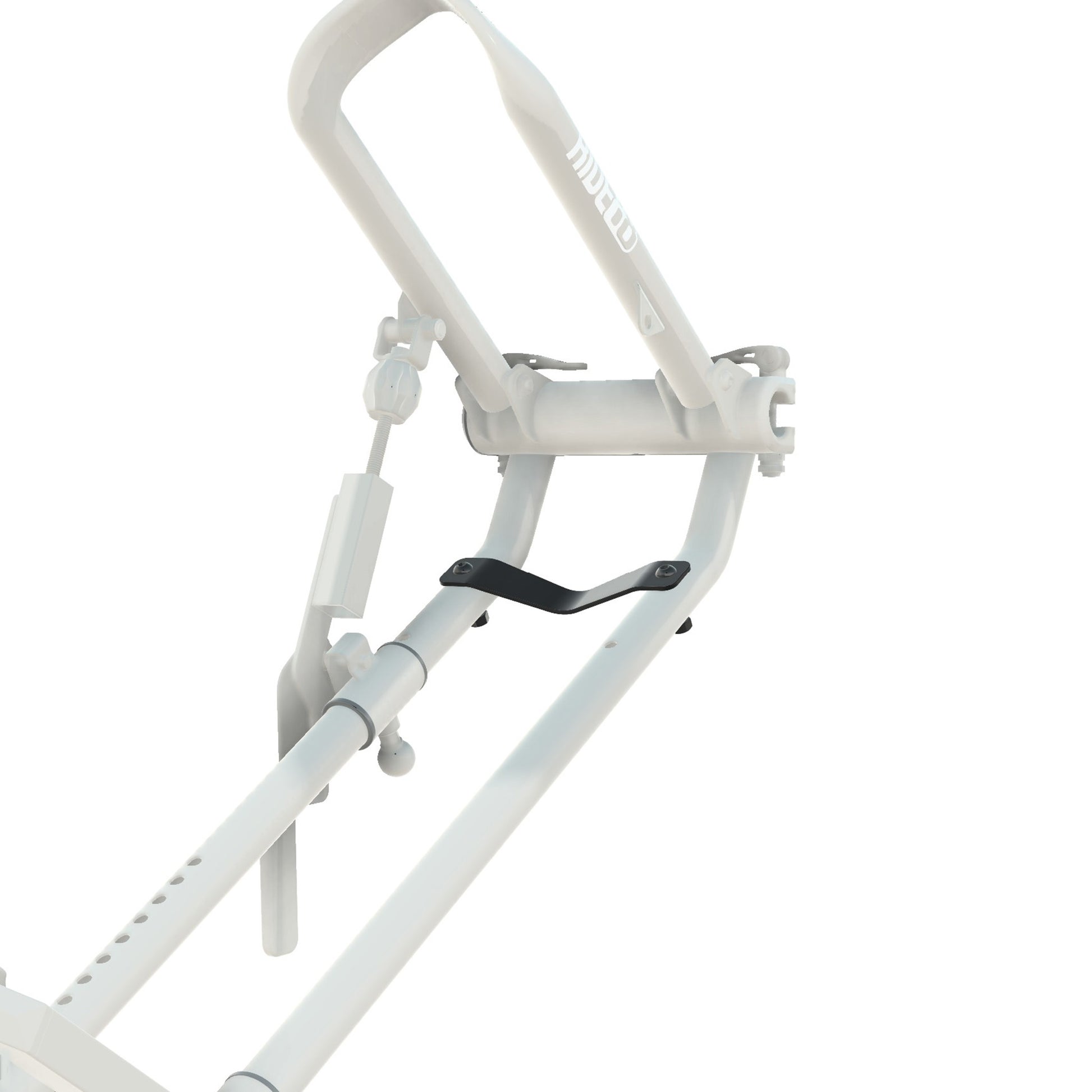 A black steel bracket mounted to the QR3 Bike Rack to adjust for smaller 20" or BMX wheels.