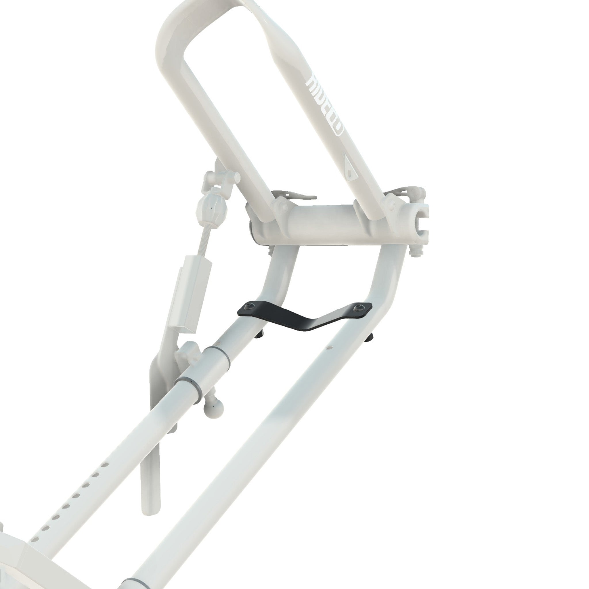 A black steel bracket mounted to the QR3 Bike Rack to adjust for smaller 20" or BMX wheels.