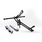 One RIDE88 QR3 Bike Rack mounted to a RIDE88 Telescopic Crossbar and two Tesla Cybertruck Adapters.