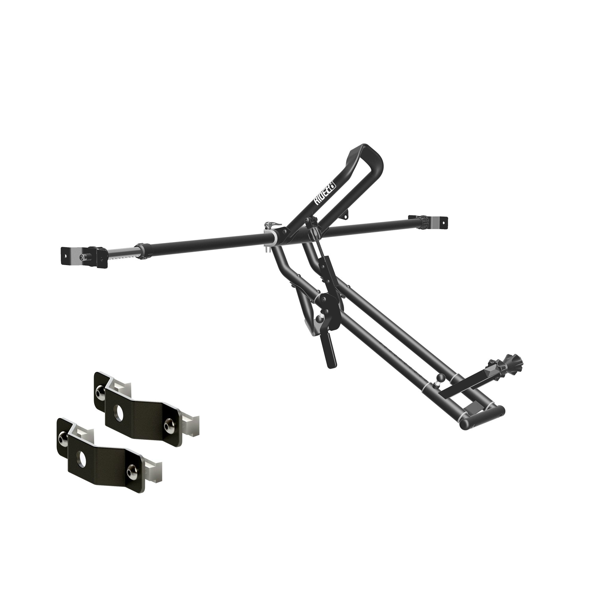 One RIDE88 QR3 Bike Rack mounted to a Telescopic Crossbar with Side-Track Adapters