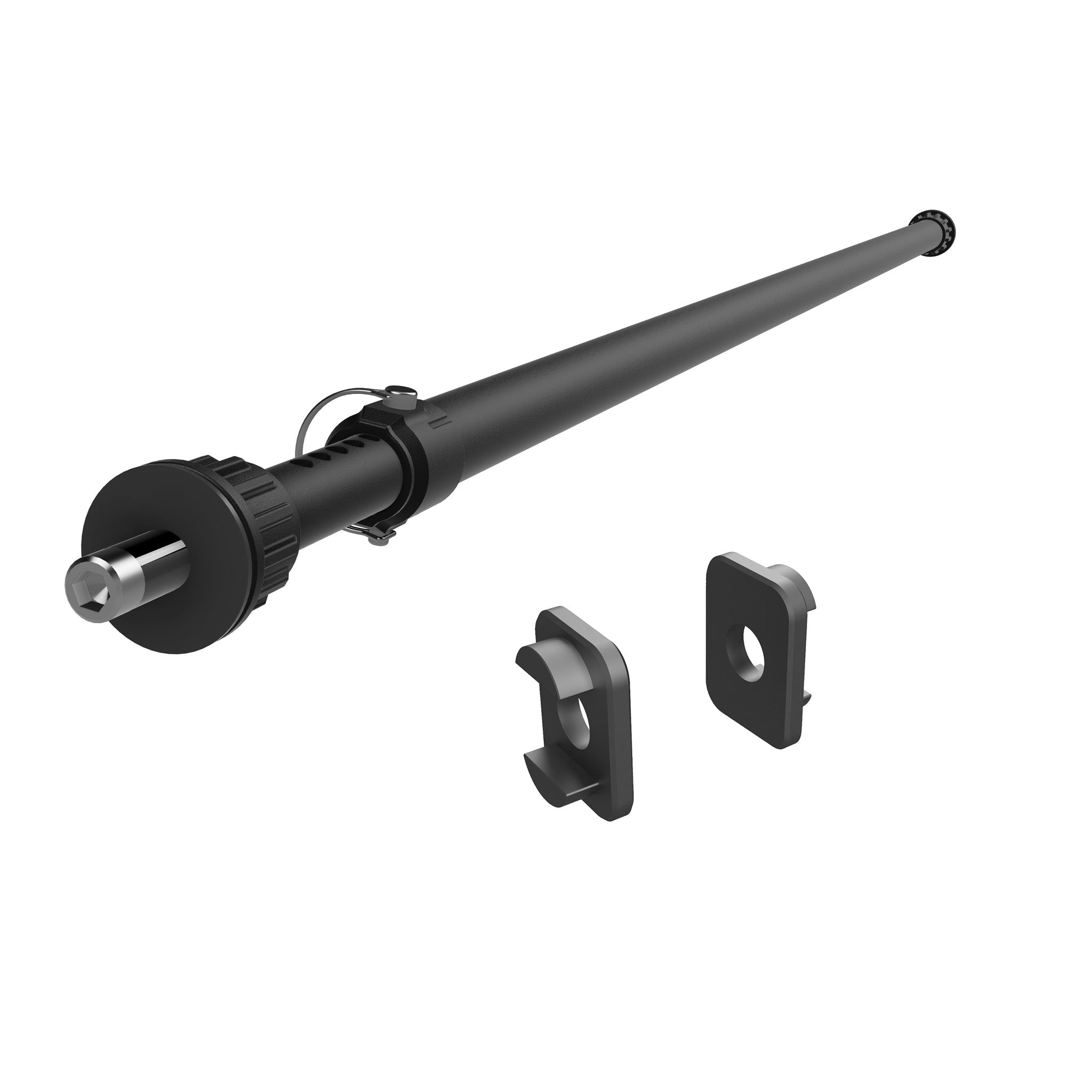 Crossbar with pins on either end and an adjustable length on one end, as well as two RIDE88 Chevy/GMC inserts.