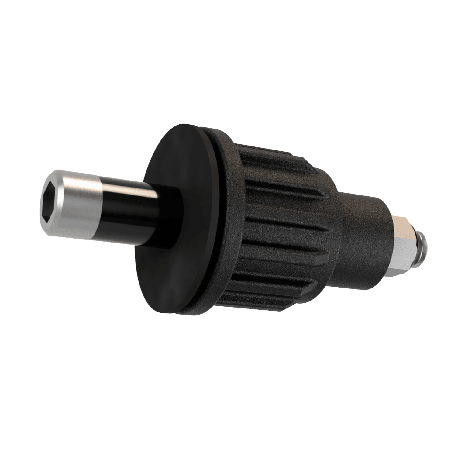 RIDE88 telescopic crossbar end plug, black composite cap with pin used to secure and seal the end of the RIDE88 telescopic crossbar system.