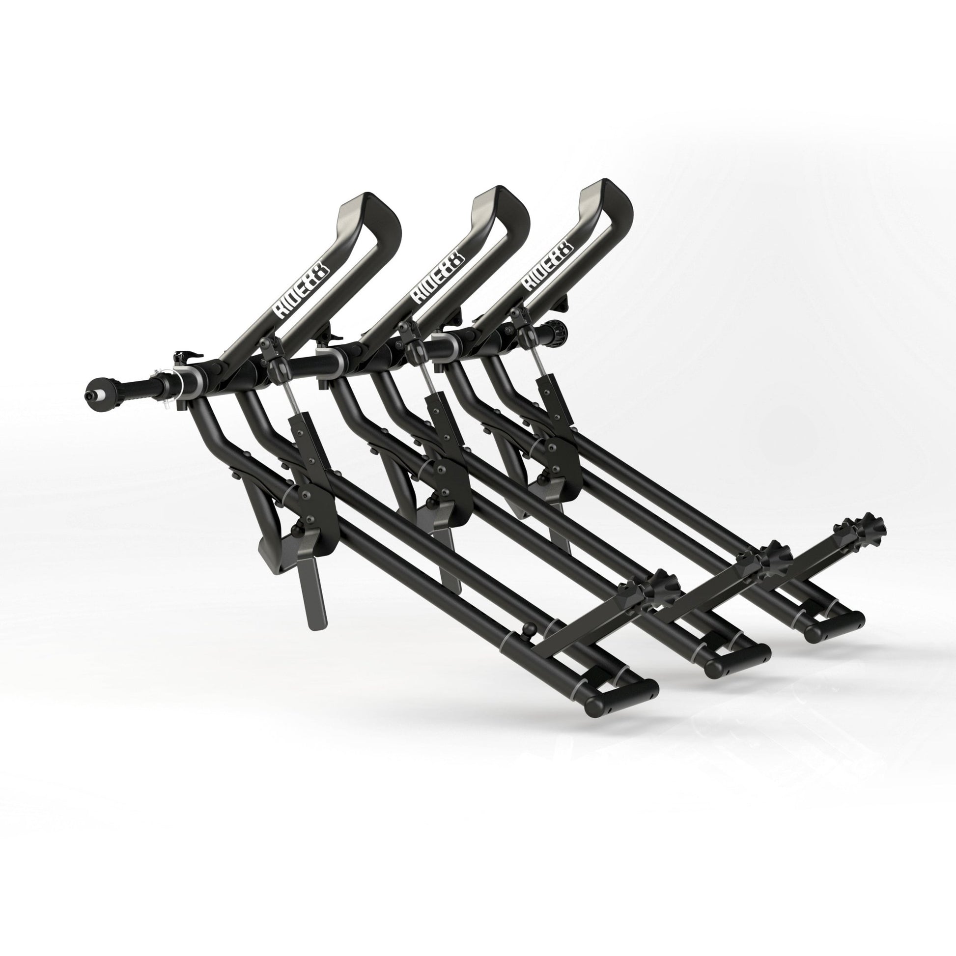 Three RIDE88 QR3 Bike Racks mounted to a RIDE88 Telescopic Crossbar.
