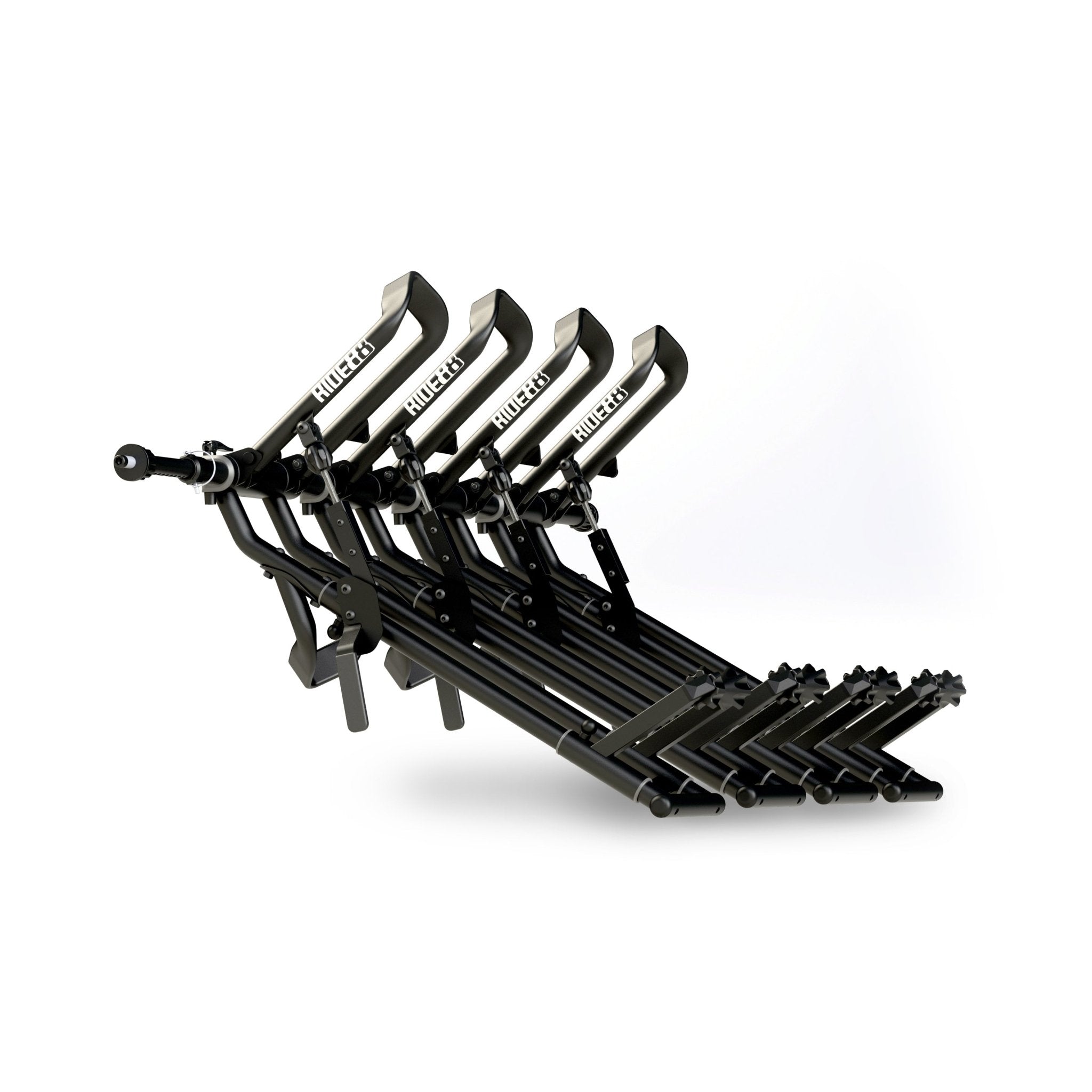 Four RIDE88 QR3 Bike Racks mounted to a RIDE88 Telescopic Crossbar.