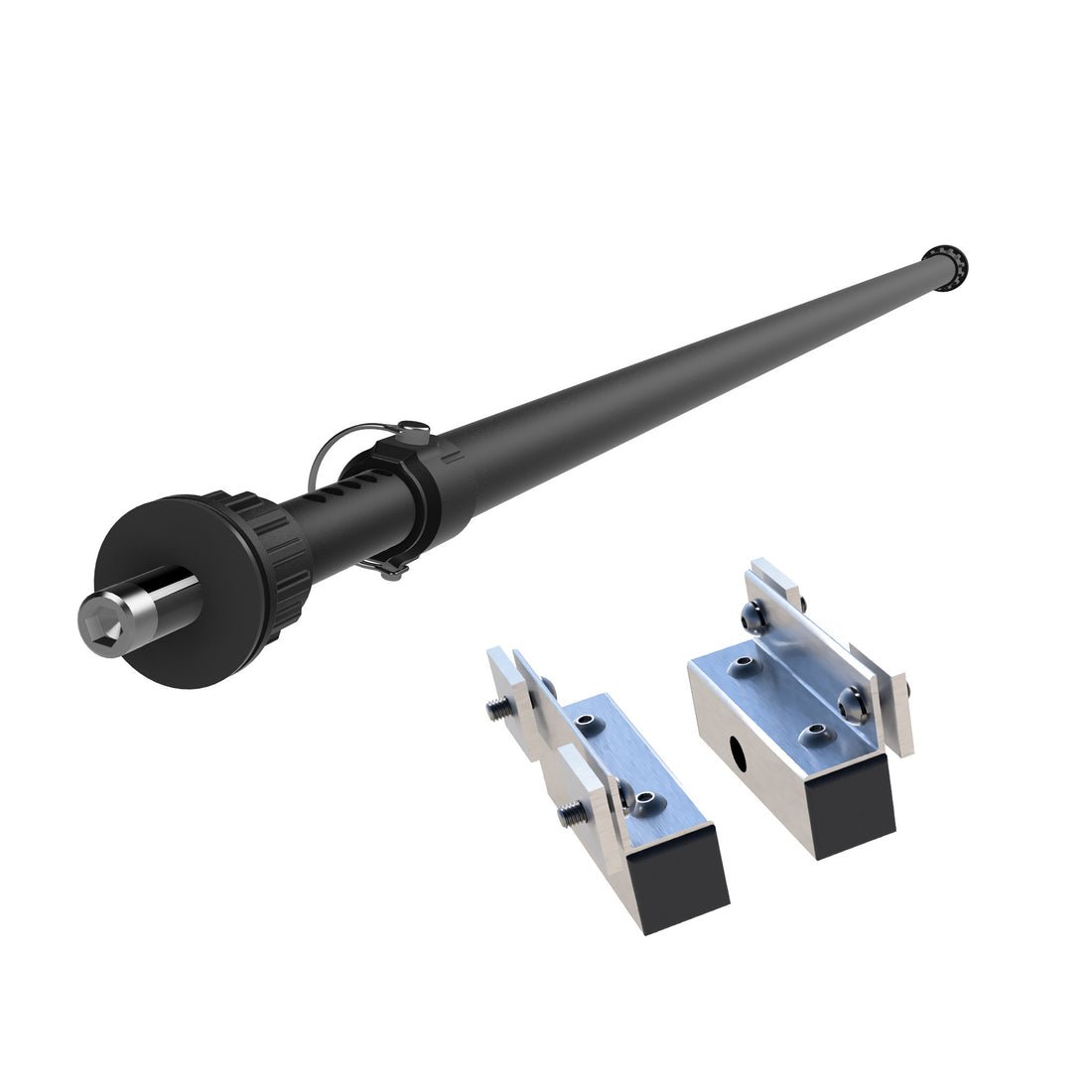 Crossbar with pins on either end and an adjustable length on one end, as well as two RIDE88 Santa Cruz Adapters.