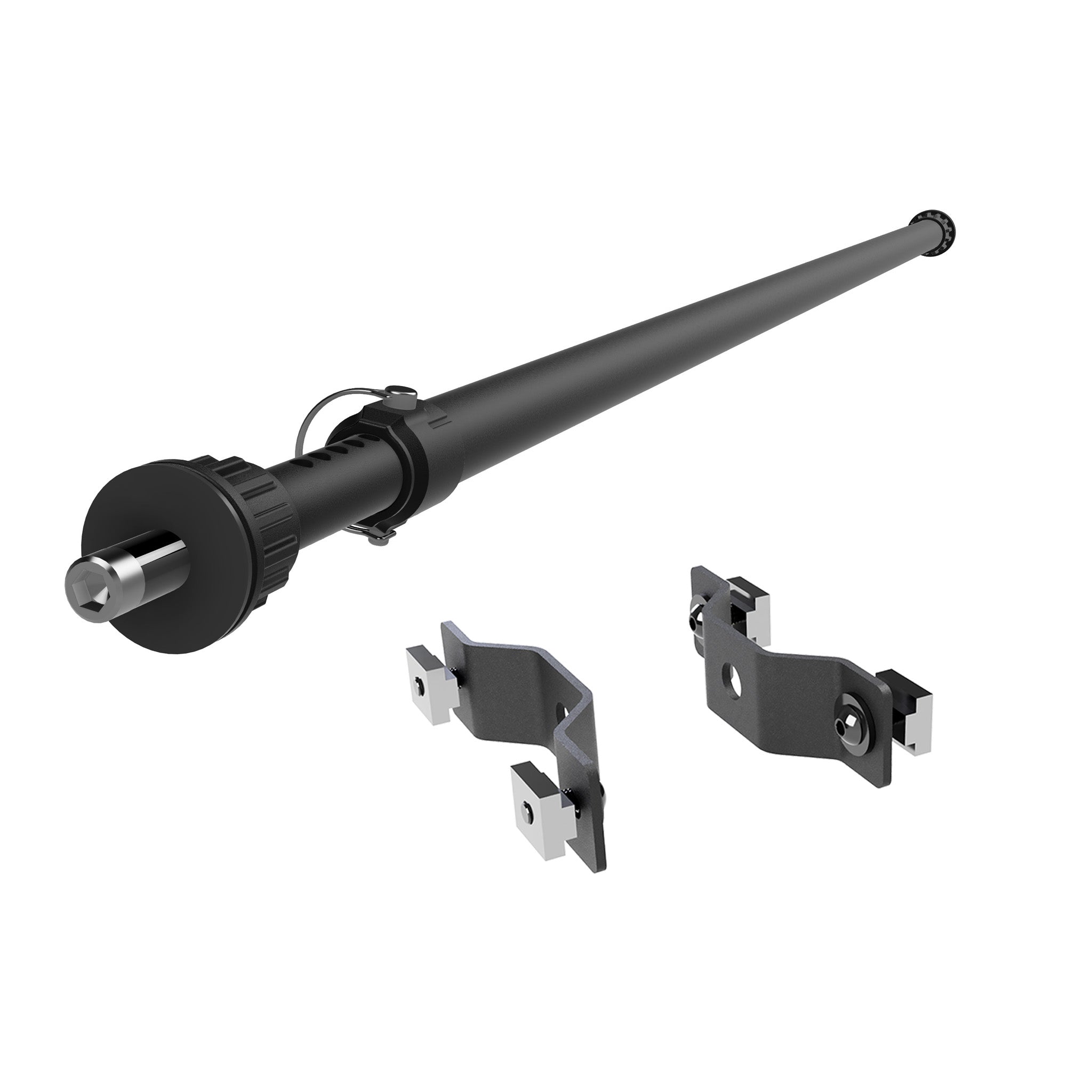 Crossbar with pins on either end and an adjustable length on one end, as well as two RIDE88 Side-Track Adapters.