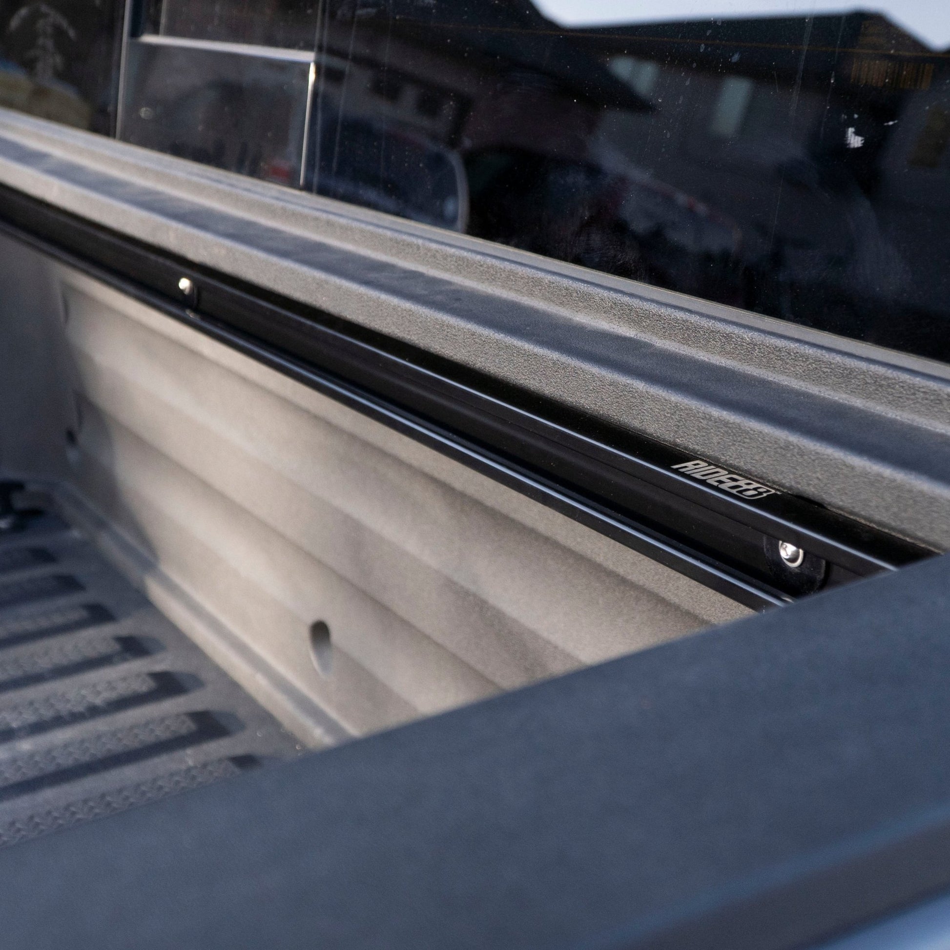 RIDE88 aluminum utility track in truck bed for truck bed bike rack mounting system.
